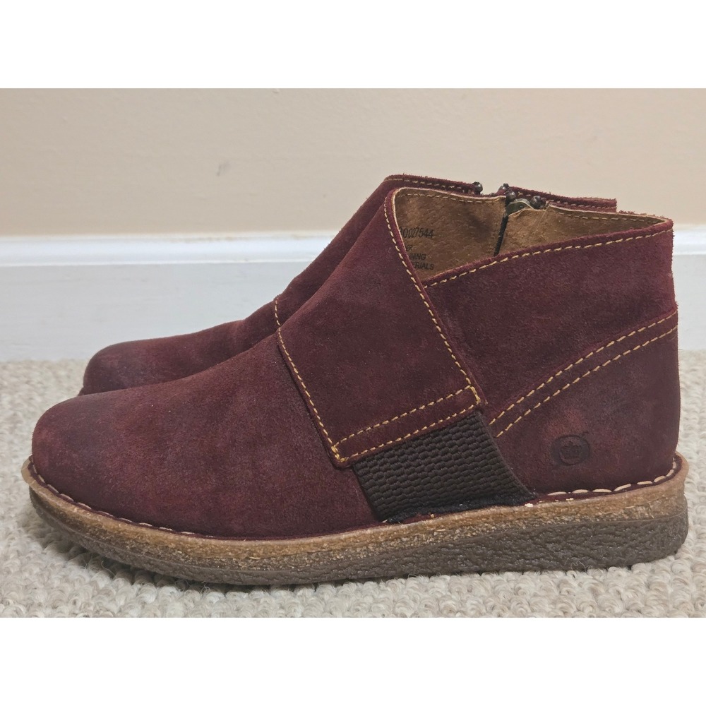 Born Tora Ankle Boots Womens 8 Dark Red Distressed Suede Leather NWOT - Picture 4 of 8